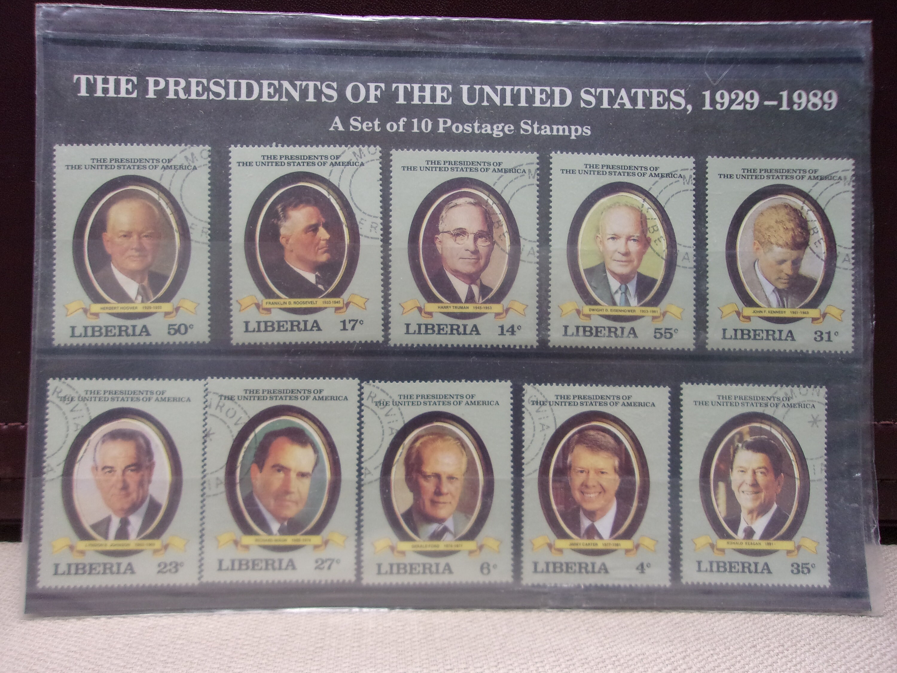 1929-1989 Presidentes de los Estados Unidos, juego de (10) sellos ...