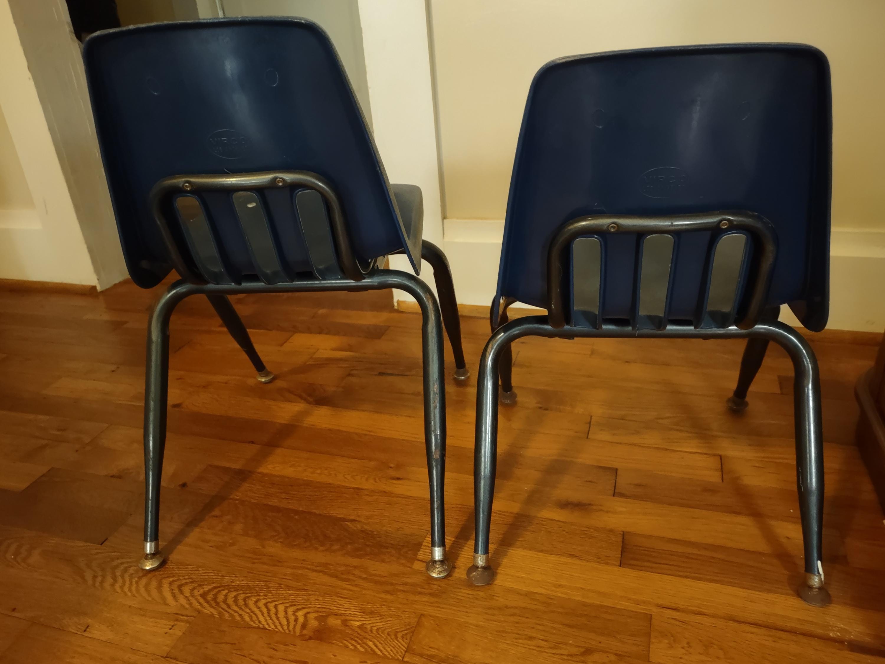 Virco Los Angles Chairs,child's Chairs,two Chairs,blue & Gray