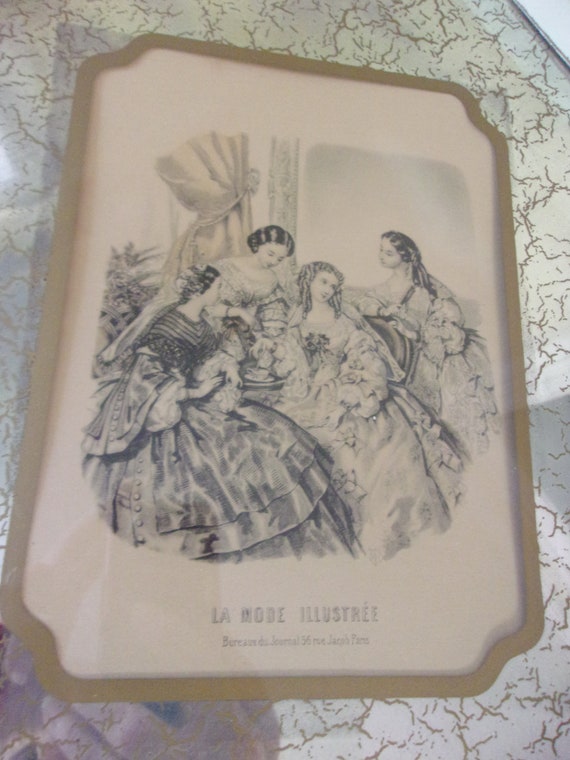 フランスアンティーク 額縁La Mode Illustree Antique La Mode Illustree No. 56 Print Wood Framed French
