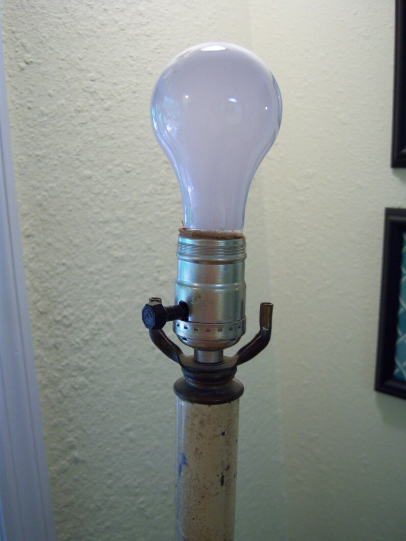 Vintage candlestick lampBrass and acrylic accent lampLinen shadeShabby chic decorCottage decor
