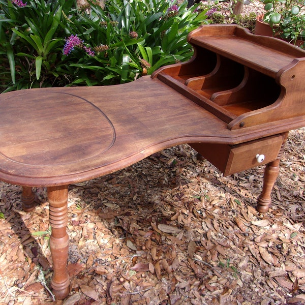cobblers bench table,vintage table,coffee table,unique shape,storage,drawer,porcelain knobs,farm house,rustic decor,solid wood table,decor