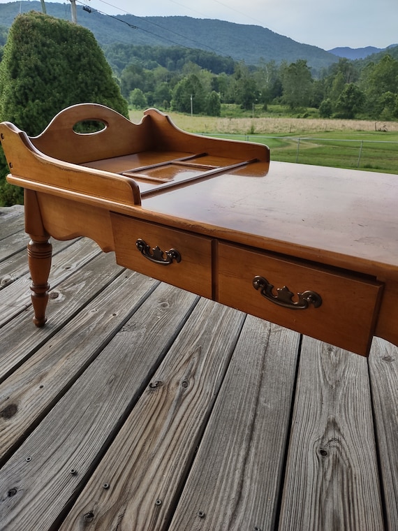 Cobbler Bench Table,bassett Furniture,vintage,maple Wood,drawer