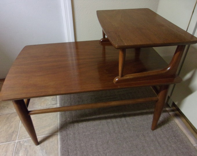 Mersman Midcentury End Table,two Tier Table,walnut,solid Wood,tapered