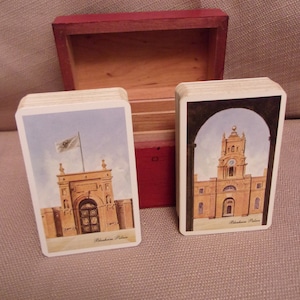 naipes vintage, caja de almacenamiento de madera, naipes Piatnik Vienna, Palacio de Blenheim, dos barajas, hecho en Austria, tapa tallada, juegos, regalo, almacenamiento