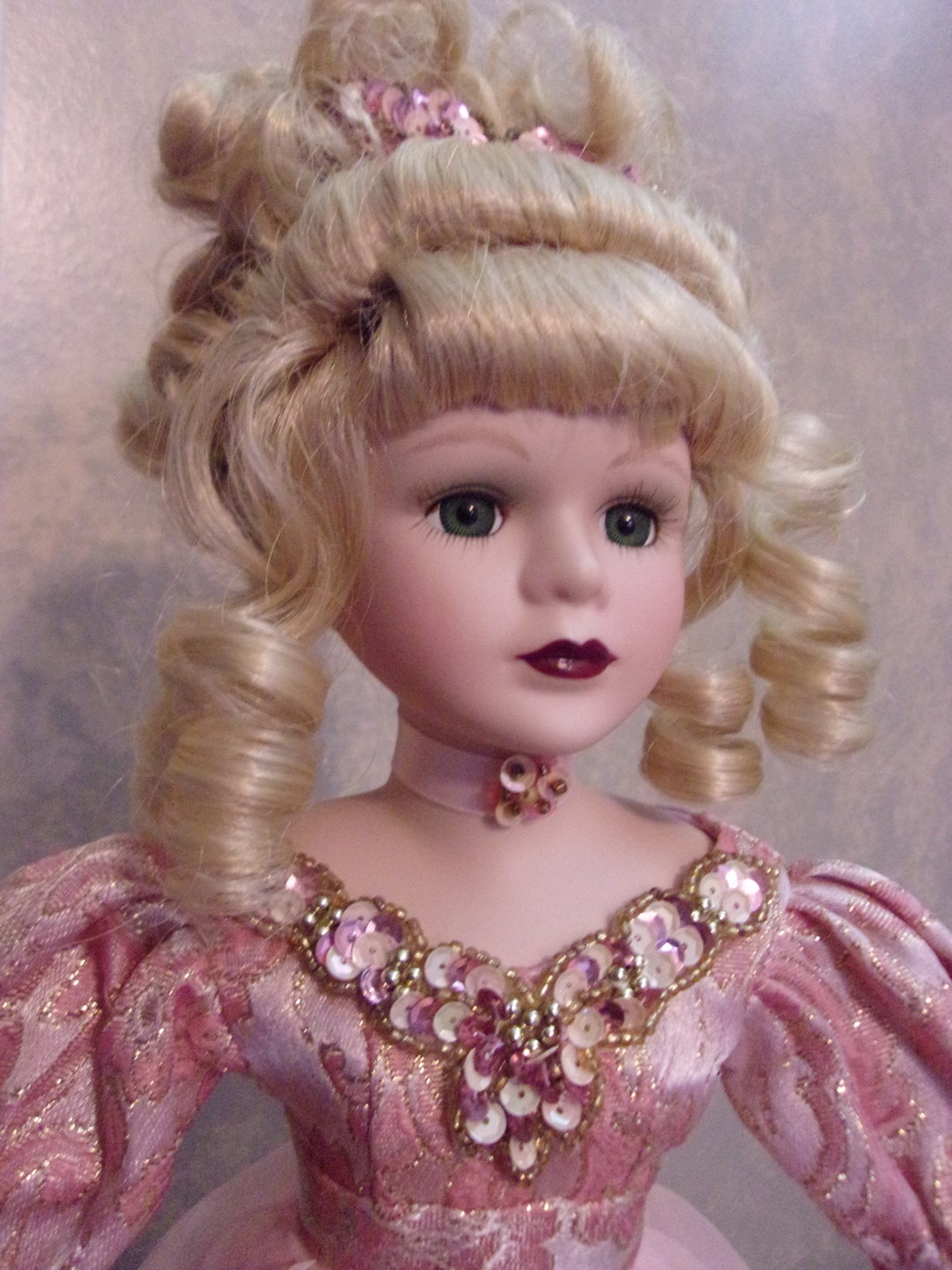 Porcelain Doll,brass Key,1999,dancing Through the Centuries,blonde