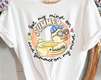 Cute teacher summer tshirt, teacher life tshirt, funny teacher shirt, my mind on summer, summer on my mind
