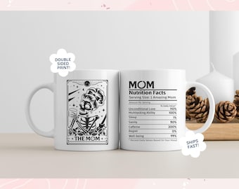 Mom Tarot Card mug, Skeleton Mom coffee mug, Celestial Mama mug, Mothers Day mug gift, Nutrition Fact mug, Funny Mom mug gift, Mom Life mug