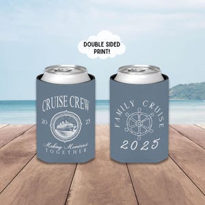 Family Cruise Can Coolers, Beach Can Cooler, matching cruise coozie, Nautical cruise can holder, Custom Cruise Decor, Family cruise trip