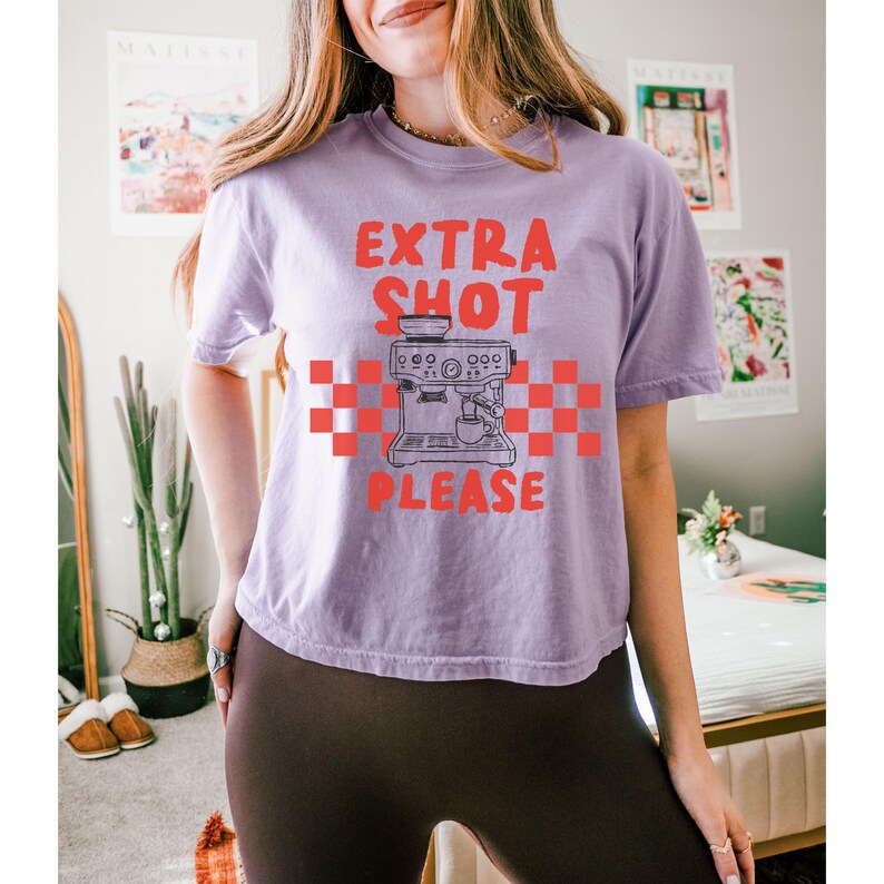 Coffee Shirt,Espresso shirt,Funny Coffee shirt,coffee Lover Gift,Trendy Coffee tee,Retro Coffee Shirt,Comfort Colors shirt,crop top,boxy tee Bild 4