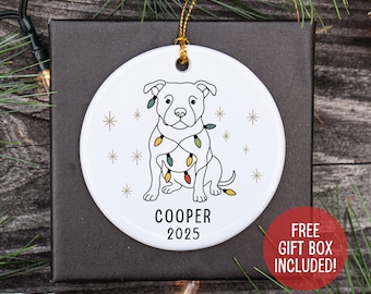 Personalized Pet Ornament,Custom Dog Christmas Ornament,Pitbull Ornament,Dog's first Christmas Ornament,Pet memorial Gift,pitbull lover gift