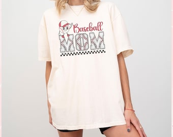 Comfort Colors® Women's Baseball Mama Tshirt For Game Day Baseball Mom T-Shirt Baseball Tee For Mother's Day Gift Sports Mom Shirt
