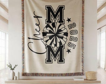 Cheer Mom Blanket,Football Cheerleading Blanket,Game Day Blanket for Mom,Cheerleading Blanket Gift,Mom cheerleading Woven Throw Blanket