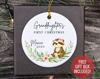 Granddaughter's First Christmas, Custom First Christmas Ornament, Baby Girl First Christmas