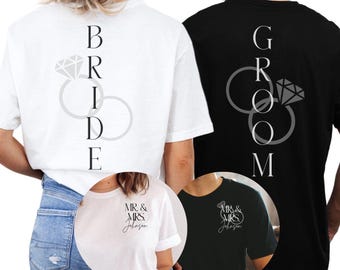 Custom bride and groom t-shirt,honeymoon shirt,matching wedding shirt,wifey hubby shirt,just married tshirt,Newlywed tee,Mr Mrs tshirt