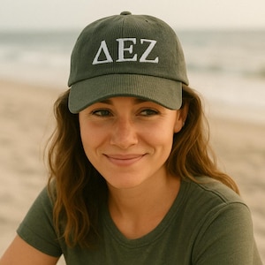 Custom Embroidered Greek Letters Baseball Cap, Sorority Geek Basket Gift, Cute Trendy Custom Hat, trendy corduroy hat, sorority sister gift
