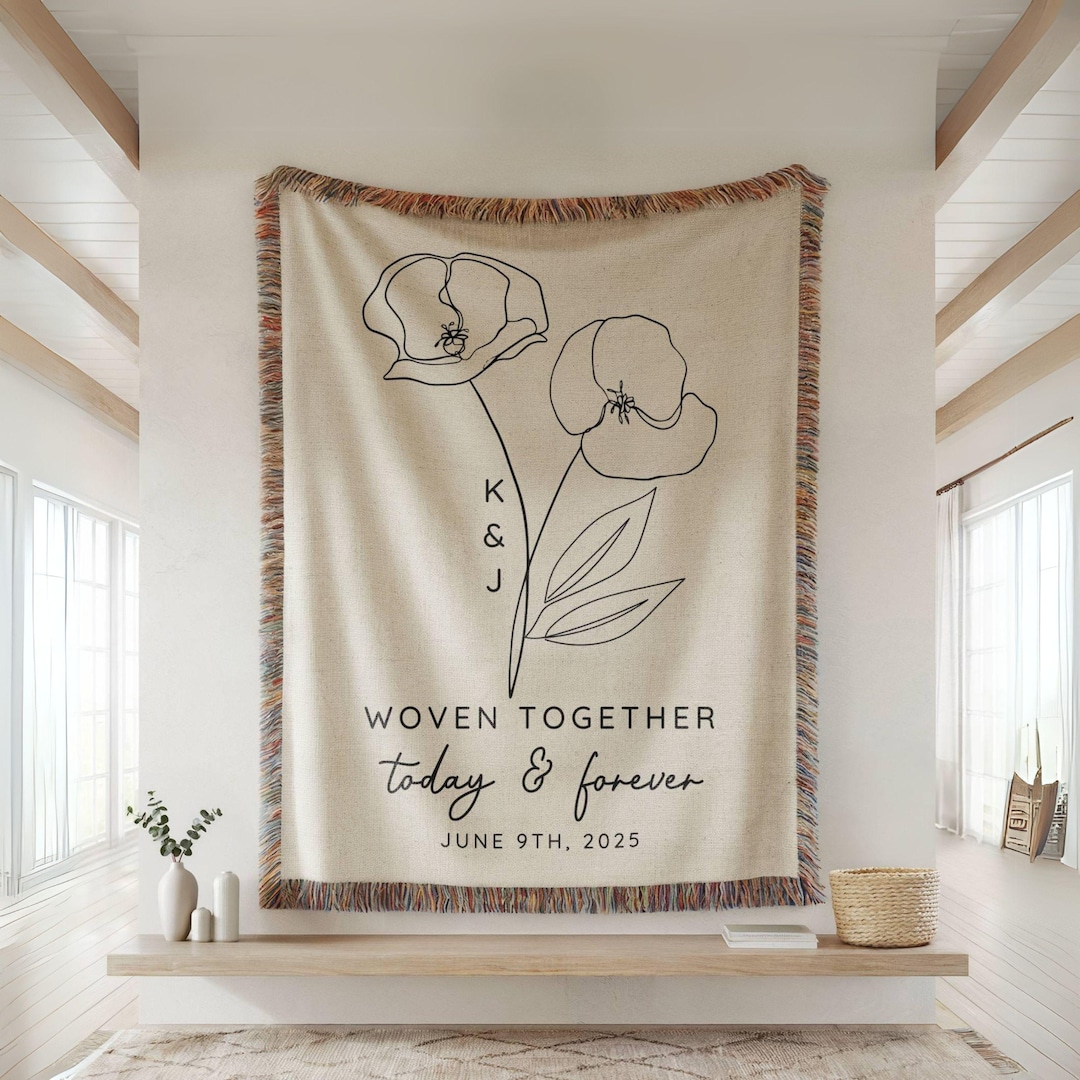 Custom Wedding Blanket Gift, Personalized Wedding Anniversary Throw ...