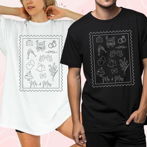 Wedding couple tshirt Mr Mrs Shirts Wifey Hubby Tshirt Newlywed Shirts Honeymoon Vacation Just Married Shirt His and Hers wedding Vibes