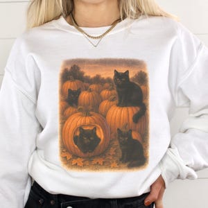 Vintage 90s Cat Halloween Sweater, Retro Halloween Shirt, Spooky Season, Pumpkin Shirt, Halloween Shirt, Vintage Halloween Shirt,Cat Sweater