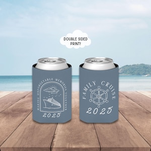 Family Cruise Can Coolers, Beach Can Cooler, matching cruise coozie, Nautical cruise can holder, Custom Cruise Decor, Family cruise trip