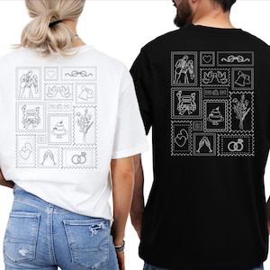 Wedding couple tshirt Stamp Mr Mrs Shirts Wifey Hubby shirt Newlywed Shirts Honeymoon Vacation Just Married Shirt His and Hers wedding Vibes