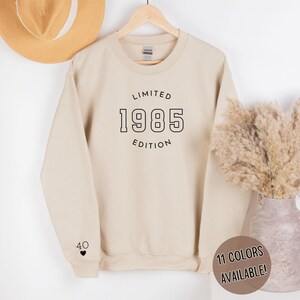 40th Birthday Sweatshirt sleeve print 1985 birthday sweatshirt vintage 1985 sweatshirt retro Birthday Party Sweatshirt born in the 80s