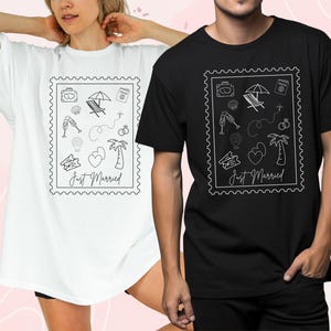 Honeymoon matching tshirt Stamp shirt Mr Mrs Shirts Wifey Hubby tee Newlywed Shirts Vacation Just Married Shirt His and Hers wedding