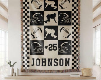 Custom Football Blanket, Personalized Sports Blanket with Name, Senior Gift, Football Gift for Him, Football mom, Coach Gift, Game Day Throw