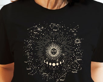 Sun Stars Shirt Celestial Sunshine Tee Astronomy Lover Gift Astrology Shirt T Shirt  Summer Tee Shirt