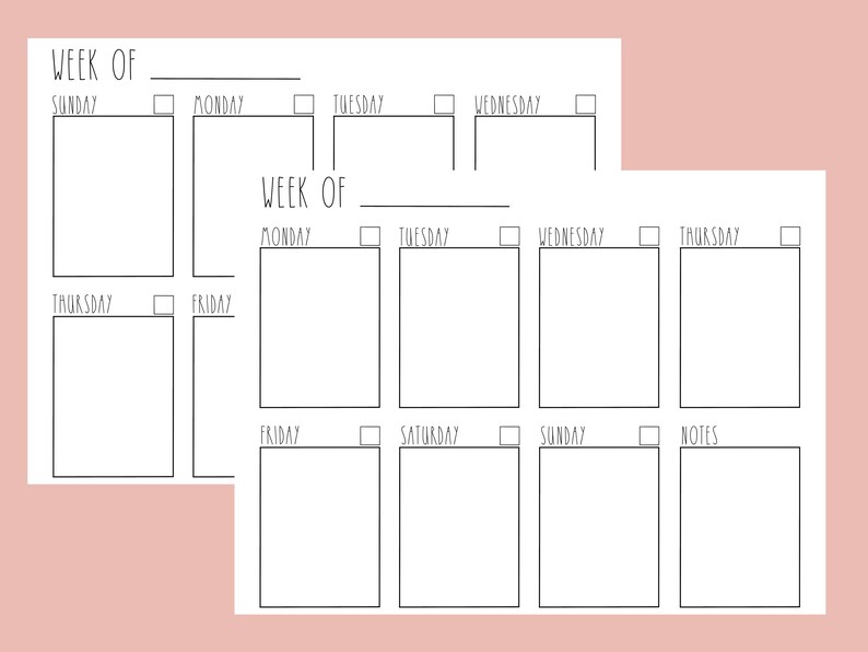 Printable Monthly Weekly Planner Simple Calendar Digital - Etsy