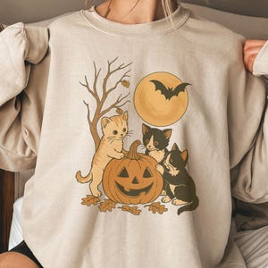 Vintage 90s Cat Halloween Sweater, Retro Halloween Shirt, Spooky Season, Pumpkin Shirt, Halloween Shirt, Vintage Halloween Shirt,Cat Sweater