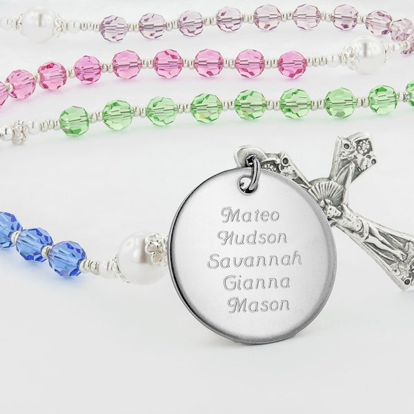 Personalized Birthstone Rosary Beads, Custom Catholic Birthday Gift For Mom And Grandmother, Mothers Rosary, Family Rosary, CountessBCWp