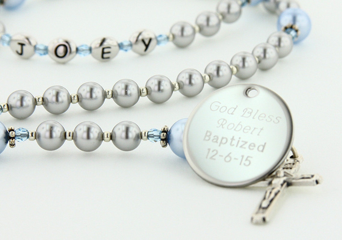 Baptism Boy Rosary Personalized Rosary Baptism Gift Etsy