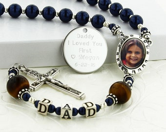 Father of Bride Gift, Wedding Rosary, Personalized Rosary, Mens Rosary, Rosary, Father Rosary, Photo Gift Father, Photo Rosary, PTDadDBTG