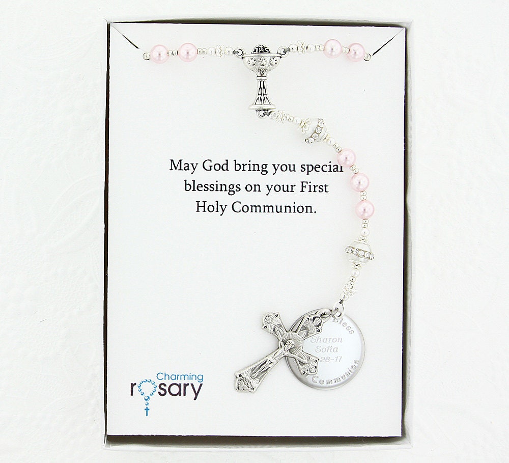 First Communion Rosary Girl Communion Gift Personalized Etsy