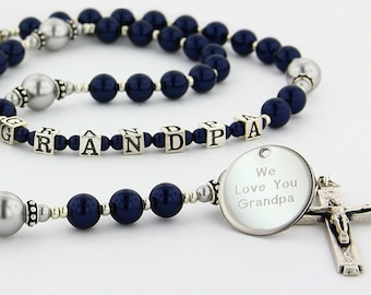 Mens Rosary, Personalized Rosary, Catholic Mens Gift, Father Rosary, Name Rosary, Grandpa Gift, Fathers Day Gift, Rosary Beads, GrandpaDBG