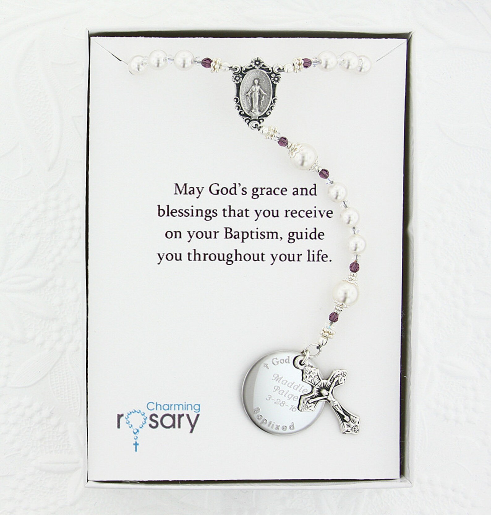 Baptism Rosary Girl Rosary Baptism Gift Christening Gift Etsy
