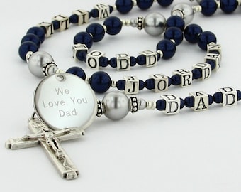 Mens Rosary, Personalized Rosary, Catholic Mens Gift, Father Rosary, Fathers Day Gift, Name Rosary, Mens Catholic Rosary, TDadsCrewDBG