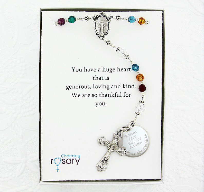 Mother's rosary, Personalized rosary, Rosary beads, Birthday rosary, Family rosary, Birthstone rosary, Catholic rosary, Rosary, QueenBCC4c image 2