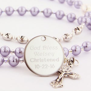 Christening Rosary that&#39;s Personalized for a Baptism or Christening Gift, Rosary, Rosary Beads, Girl Rosary, Purple Rosary, DarlingLabWp