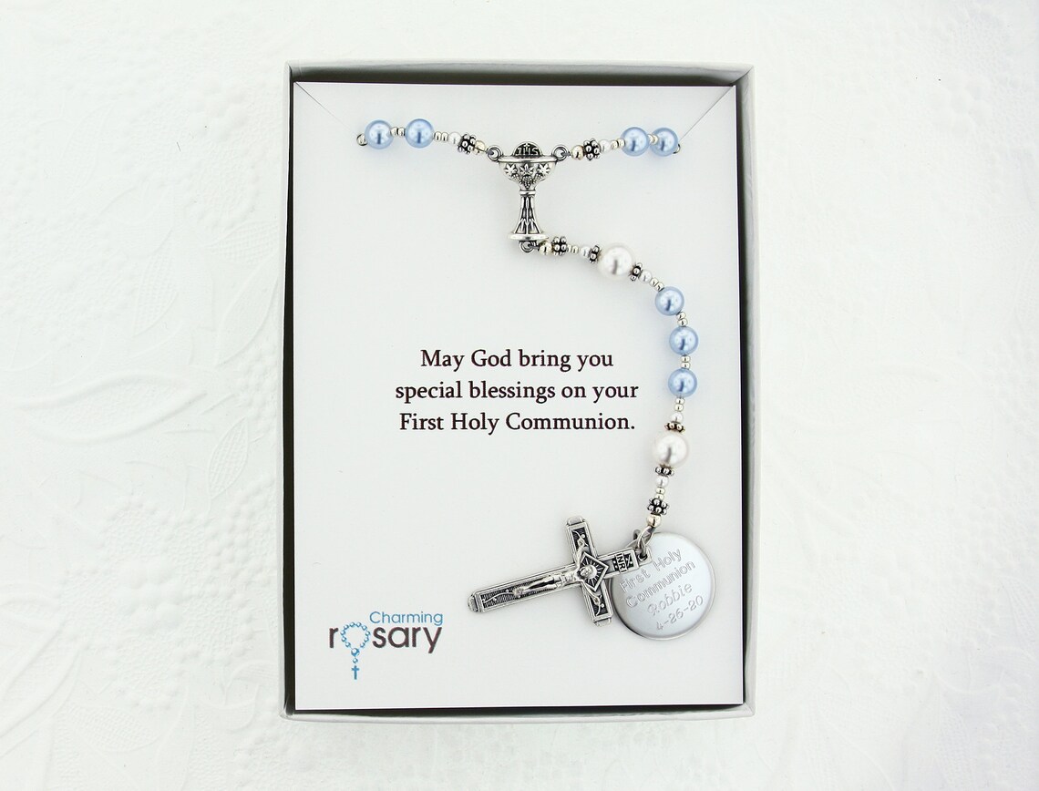 First Communion Rosary, Communion Gift, Personalized Rosary, Boy Rosary ...