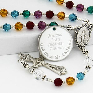 Mother's rosary, Personalized rosary, Rosary beads, Birthday rosary, Family rosary, Birthstone rosary, Catholic rosary, Rosary, QueenBCC4c image 1
