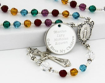 Mother's rosary, Personalized rosary, Rosary beads, Birthday rosary, Family rosary, Birthstone rosary, Catholic rosary, Rosary, QueenBCC4c