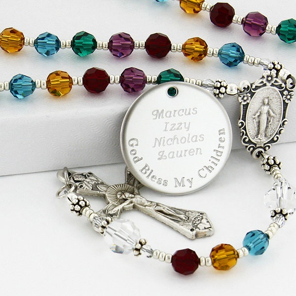 Mother's rosary, Personalized rosary, Rosary beads, Birthday rosary, Family rosary, Birthstone rosary, Catholic rosary, Rosary, QueenBCC4c