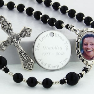 Personalized Memorial Rosary, Photo Rosary as a  Memorial Gift, Picture Rosary, In loving Memory Rosary Beads, Catholic Rosary, PMemoryBlBlp