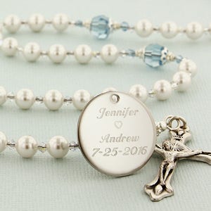 Wedding Rosary, Something Blue For Bride, Catholic Wedding Gift, Pearl Rosary, Personalized Rosary, Rosary, Bridal Gift, DarlingWedWabC3c
