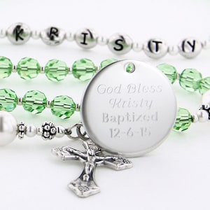 Girls Baptism Rosary, Personalized Rosary as Baptism Gift or Christening Gift, August Birthstone Rosary, Catholic Rosary Beads, AdorableC8Wp