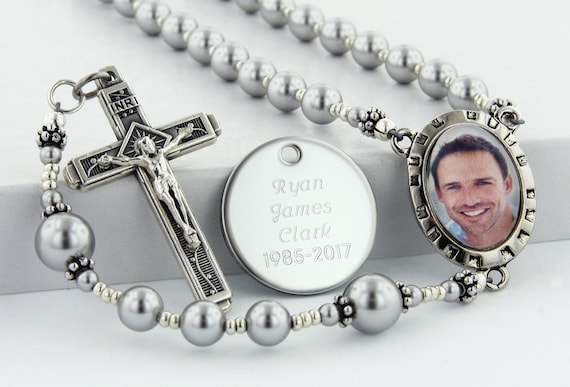 Memorial Rosary With Photo Personalized Rosary Catholic Rosary
