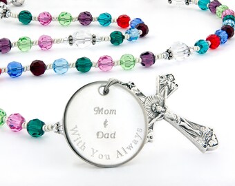 Girls Confirmation Rosary Beads, Catholic Confirmation Gift, Represent Family with Personalized Birthstone Prayer Beads, ConfQueenBCC4c