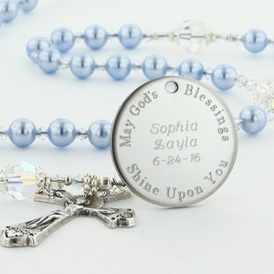 Quinceanera Gift, Quince Gift, Sweet 15, Girls Personalized Rosary Beads, Custom Rosary, Engraved Cinderella Crystal Rosary, RoyalLBC4c