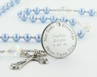 Quinceanera Gift, Quince Gift, Sweet 15, Girls Personalized Rosary Beads, Custom Rosary, Engraved Cinderella Crystal Rosary, RoyalLBC4c